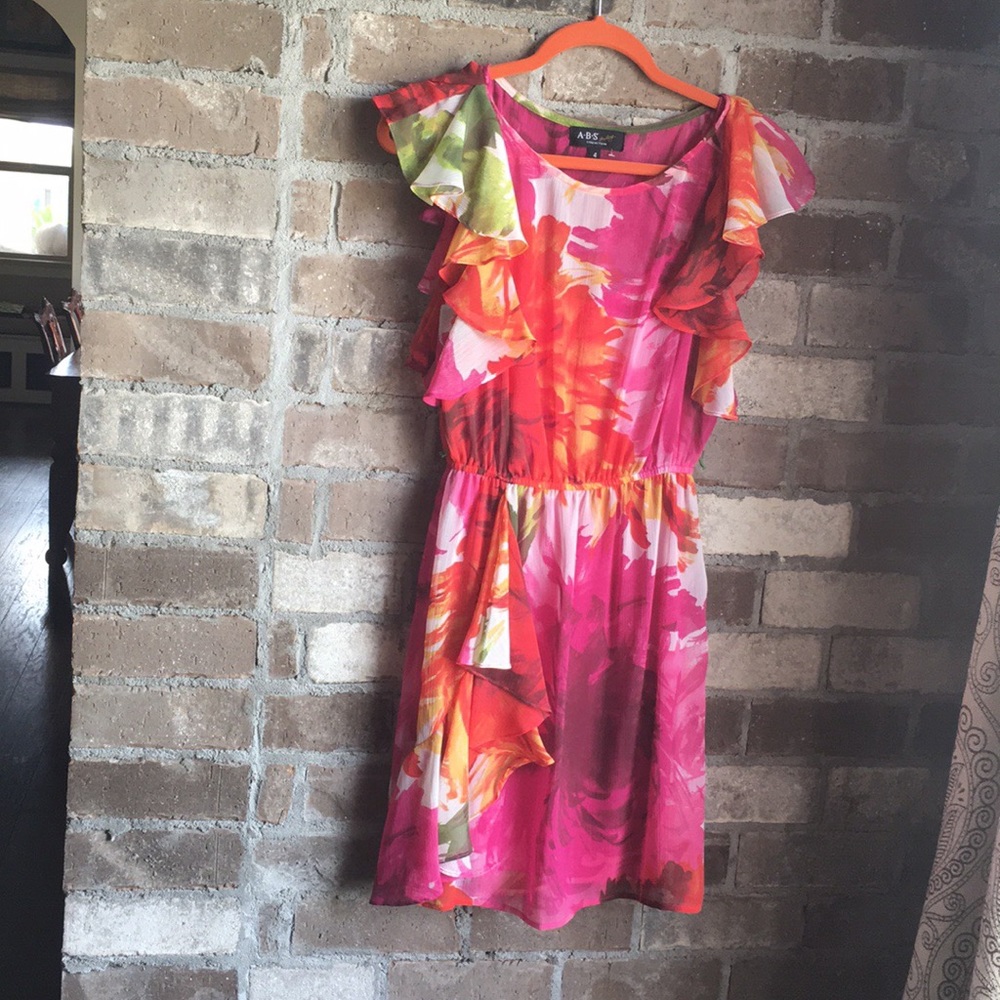 ABS by Allen Schwartz floral flutter sleeve dress